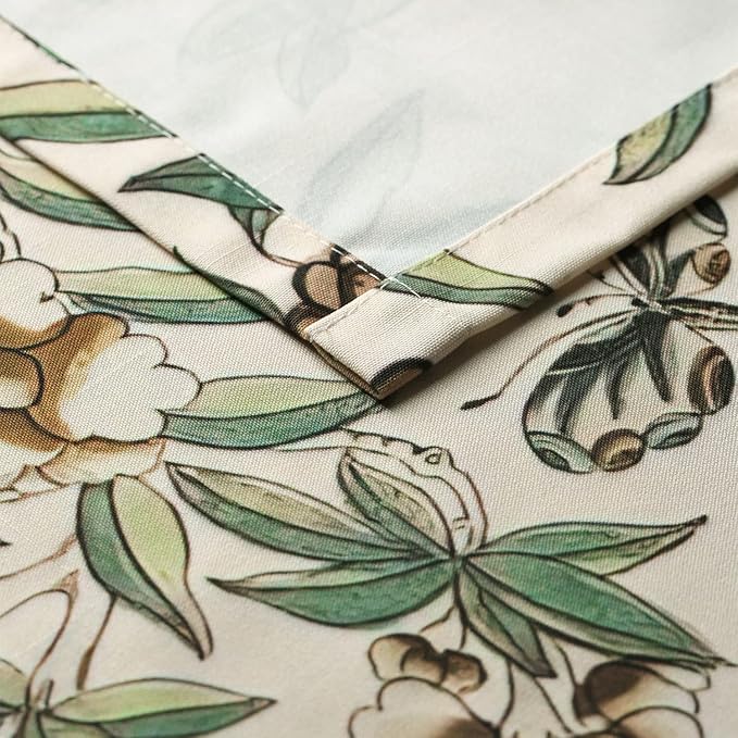 Leeva Flower Botanical Kitchen Valance, Prevent Glare Decorative Print Window Treatment, Farmhouse Style Valance for Bedroom, Rod Pocket, W 52 x L 18 Inches
