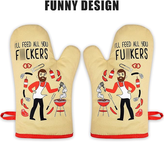 Miracu Funny Oven Mitts, Presents for Chefs, Cooking Gadgets, BBQ Oven Mitt, Unique Gifts for Cooks Dad Brother Him, Manly Fathers Day, Housewarming Grilling Kitchen Chef Gifts for Men Who Cook Grill
