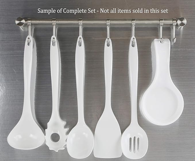 Reston Lloyd 100% Melamine Kitchen Utensil Set, Non Scratching Ladle, Spoon, Slotted Spoon & Spatula, Easy To Hold, Set of 4, White