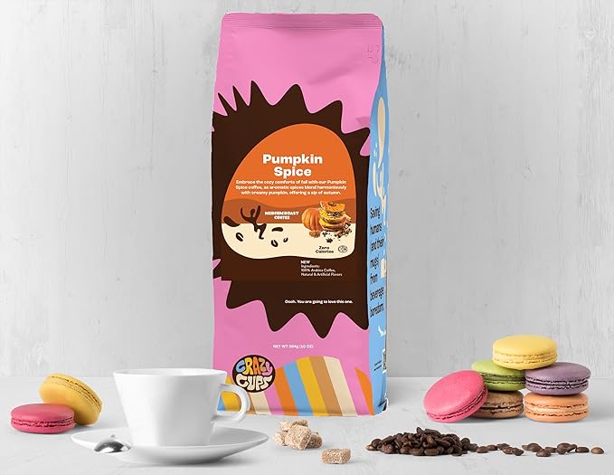 Crazy Cups Flavored Ground Coffee, Pumpkin Spice Coffee, For Brewing Flavored Hot or Iced Pumpkin Coffee, 10oz