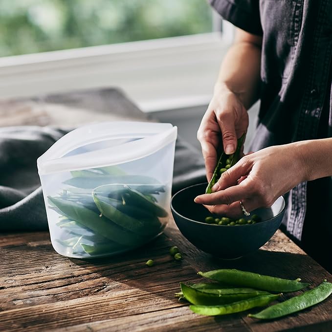 Stasher Silicone Reusable Storage Bag, 4-Cup Bowl, Reusable Freezer Bag, Microwave, Dishwasher, Oven Safe, Sous Vide, Lunch Container, Eco Friendly, Food Storage Bag, Snack Bag, 32 oz, Deep Ocean | Reusable Food Bag
