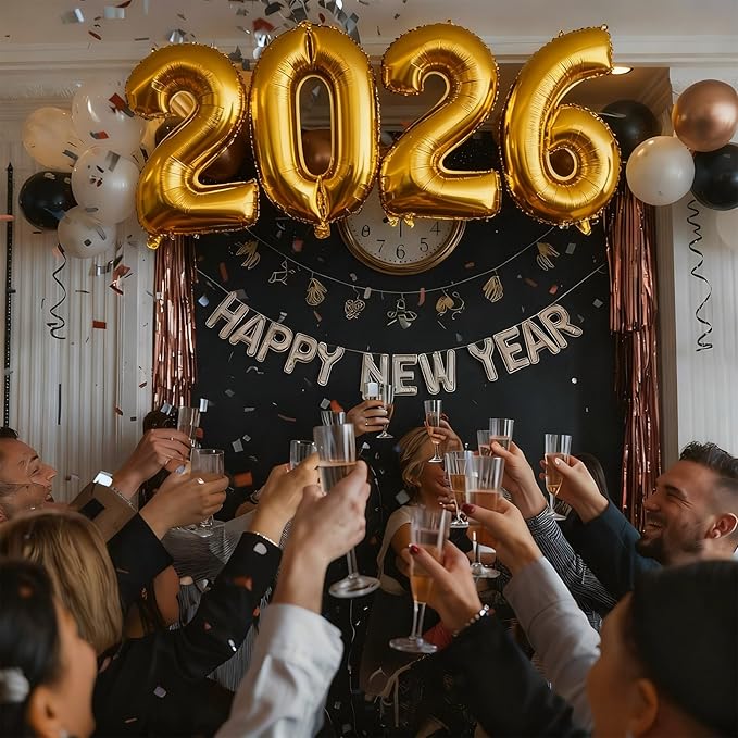 Giant Gold 2026 Number Balloons Large 32inch 2026 Foil Balloons Graduation for Happy New Year Party Supplies 2026 and Graduation Decorations Birthday Anniversary Party DecorDecor