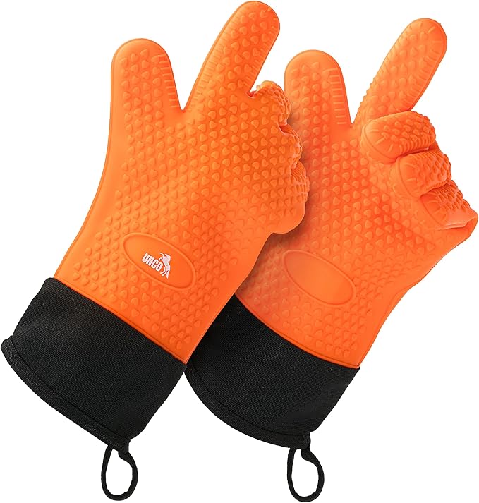 UNCO- Silicone Gloves Heat Resistant Gloves, Orange, Silicone Oven Mitts