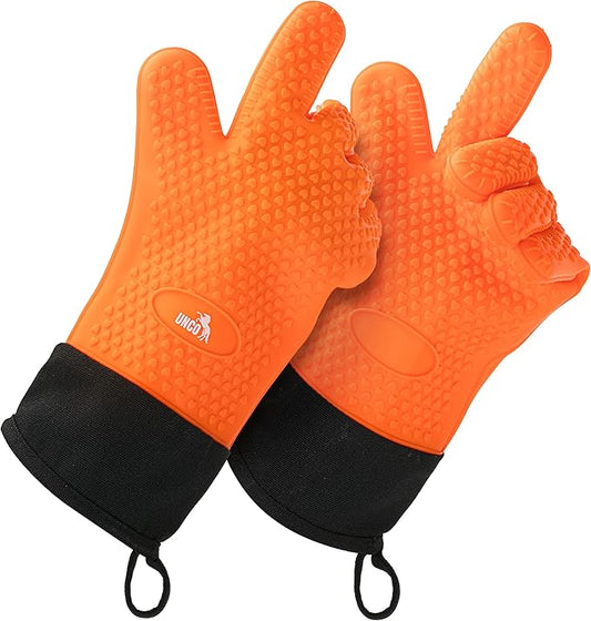 UNCO- Silicone Gloves Heat Resistant Gloves, Orange, Silicone Oven Mitts