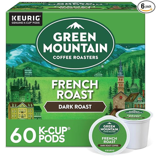 Green Mountain Coffee Roasters French Roast Keurig K-Cup Pods, Dark Roast Coffee, 60 Count (6 Packs of 10)