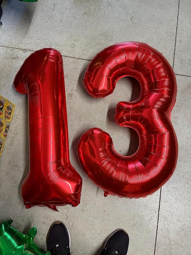 40 Inch Numbers 3 Balloon, Three Red Happy Birthday Balloons for Girls Boys Babies, Number Balloons for 3 13 23 30 Wedding Bridal Shower Anniversaries Party