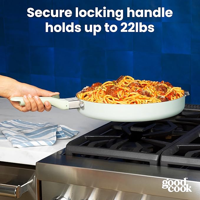GoodCook Removable Handle – Replacement for Good Cook Removable Handle Ceramic Cookware Set, Detachable, Secure Click-On Heat-Resistant, Durable & Easy to Attach, 1-Piece, Sage Green