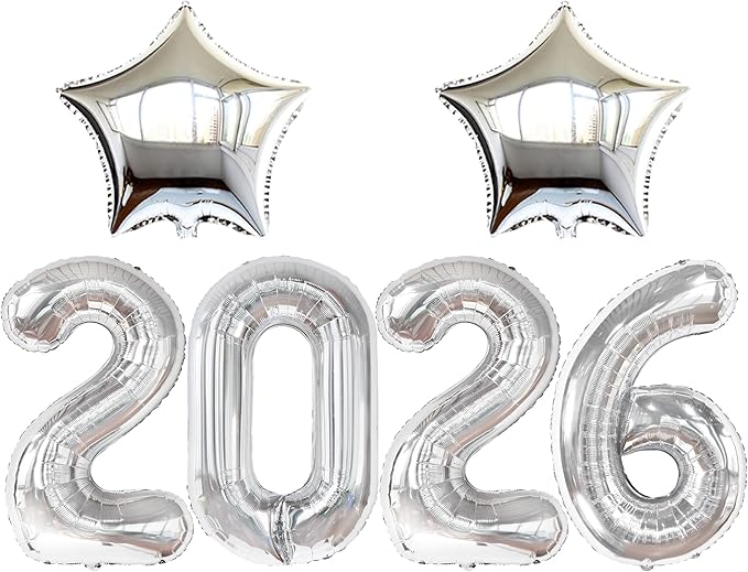 Katchon, Giant 2026 Balloons silver - 40 Inch | 2026 Graduation Decorations, Star Foil Balloons for Grad Party Decoration 2026, Graduation Decor, Graduation Balloons, Graduation Party Decorations 2026