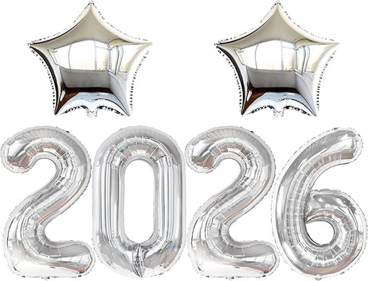Katchon, Giant 2026 Balloons silver - 40 Inch | 2026 Graduation Decorations, Star Foil Balloons for Grad Party Decoration 2026, Graduation Decor, Graduation Balloons, Graduation Party Decorations 2026