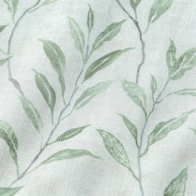 VOGOL Valances for Living Room, Green Leaf Print Small Window Valances for Kitchen Farmhouse Top Pocket 12 Inches Long, One Panel, 52x12