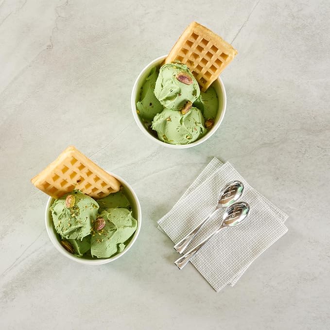 Restaurantware Ice Cream Cups 50 Pack of 8 oz Leak-Resistant Disposable Dessert Bowl Frozen Yogurt Cup Round Paper Container For Cold And Hot Desserts