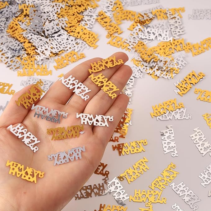 500 Pcs New Year Confetti, Gold 2026 Table Shiny Confetti Glitter for Happy New Year Decorations 2026 New Years Eve Table Decorations