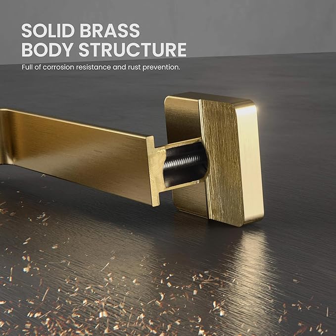 KIBI Blaze 10-Inch Bathroom Towel Bar – Solid Brass, Wall Mounted Hand Towel Holder, Sleek Modern Design, Rust-Resistant, Perfect for Bathroom, Vanity & Kitchen Sink Area (Brushed Brass) (KBA16)