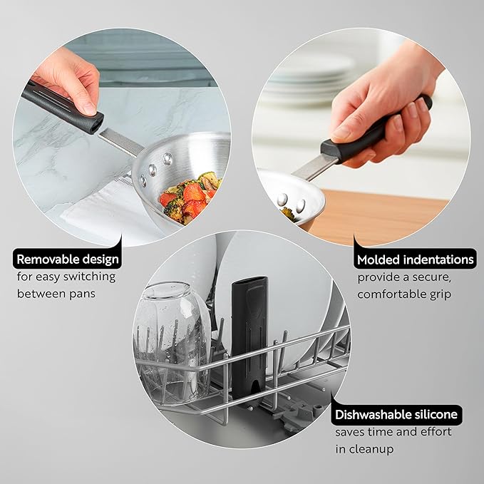 Restaurantware Silicone Hot Handle Holder - Met Lux Heat Resistant Fry Pan Sleeve, Dishwasher Safe - Non-Slip Pat Holder Sleeve Fits 10 inch &12 inch Aluminum Pans, Red