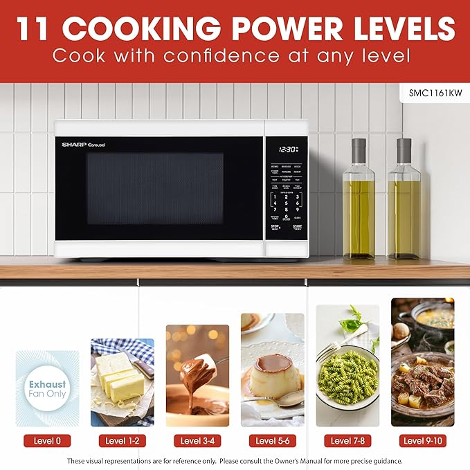 SHARP Countertop Microwave Oven with Removable 12.4" Carousel Turntable, 1000 Watt, 1.1 Cubic Feet, White
