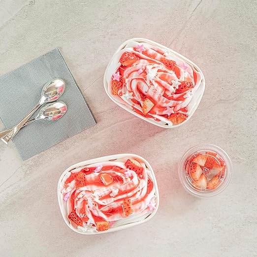 Restaurantware Paper Cups 50 Count 12 Ounce Square Disposable Ice Cream Containers, Leak-Resistant Paper Dessert To Go Cups, Hot And Cold Food, Durable Pink And White Ombre Design