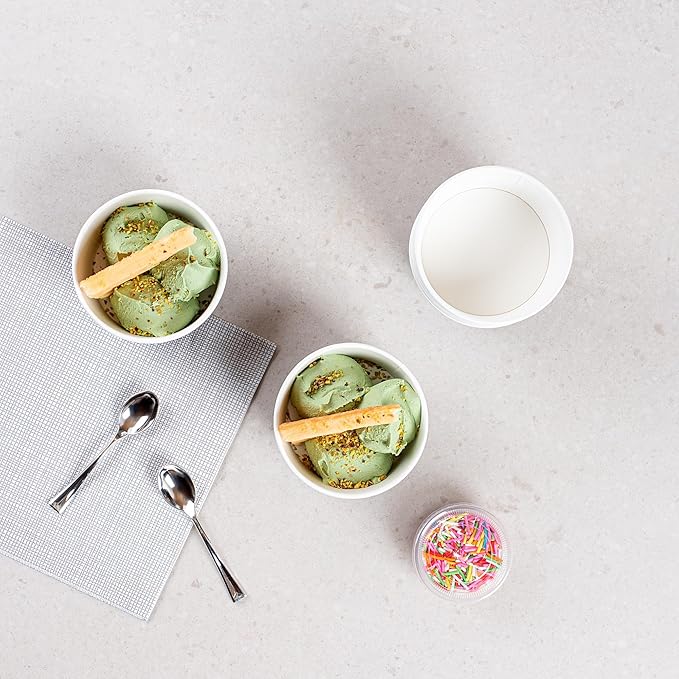 Coppetta 8-Ounce Dessert Cups, 50 Disposable Ice Cream Cups - Lids Sold Separately, Sturdy, Black Paper Frozen Yogurt Bowls, For Hot And Cold Foods, Perfect For Gelato Or Mousse - Restaurantware