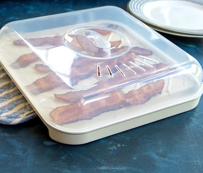 Nordic Ware - 60173 Nordic Ware Slanted Bacon and MeatTray, with Lid, White