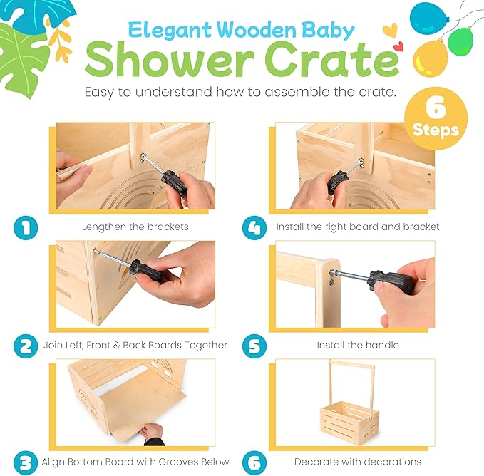 Wooden Baby Shower Crate Closet – with Handle, Smooth Surface & Round Edges – Textured Natural Wood - New Born Welcome Gift Hamper for Boys & Girls - Pregnancy Gifts for New Parents