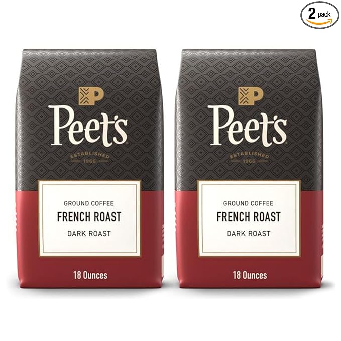 Peet's Coffee Dark Roast Ground Coffee | French Roast | 36 Ounces | 2 Bags