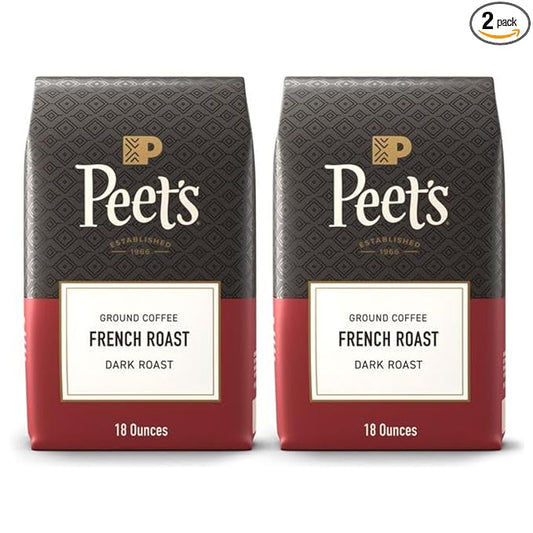 Peet's Coffee Dark Roast Ground Coffee | French Roast | 36 Ounces | 2 Bags