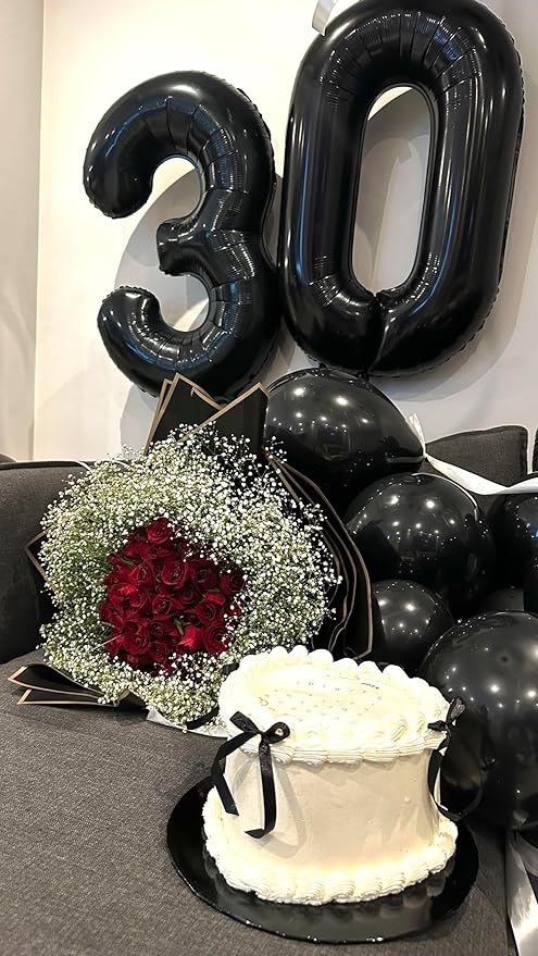 Number 40 Balloons, 40 Inch Black 40th Birthday Decoration for Women & Men, Large Foil Party Decorations for Engagement Celebration Memorial Day's Supplies
