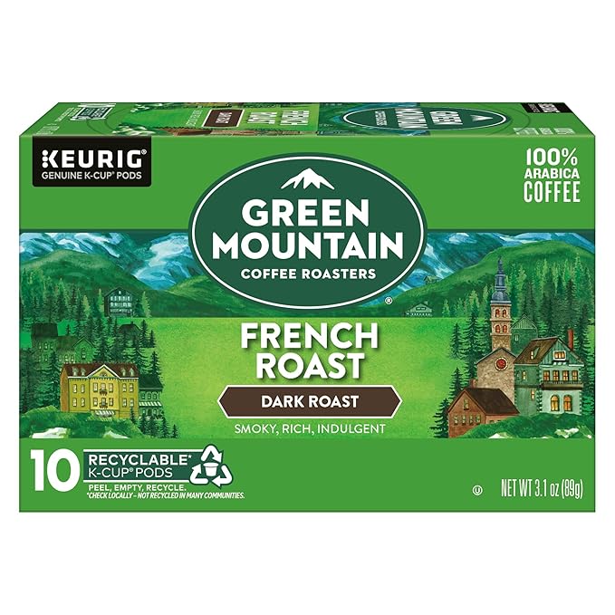 Green Mountain Coffee Roasters French Roast Keurig K-Cup Pods, Dark Roast Coffee, 60 Count (6 Packs of 10)