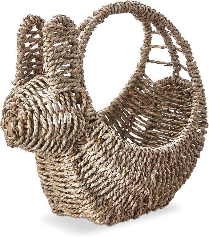 tag Seagrass Easter Spring Bunny Shaped Basket for Tabletop Kitchen Decoration, 10.0L x 5.5W x 10.0H inch. Natural