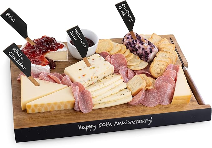 PICNIC TIME Formaggio Cheese Board with Chalkboard Cheese Makers, Charcuterie Board and Food Labels, Acacia Wood Cutting Board, (Acacia Wood)