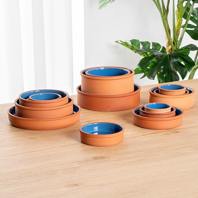 Restaurantware Terracotta Cazuela Bowls 2 Pack of 9 oz Durable Rustic Serving Dish Glazed Oven-Safe Bowl Freezer-Safe Tapas Dish Microwave-Safe Dishwasher-Safe