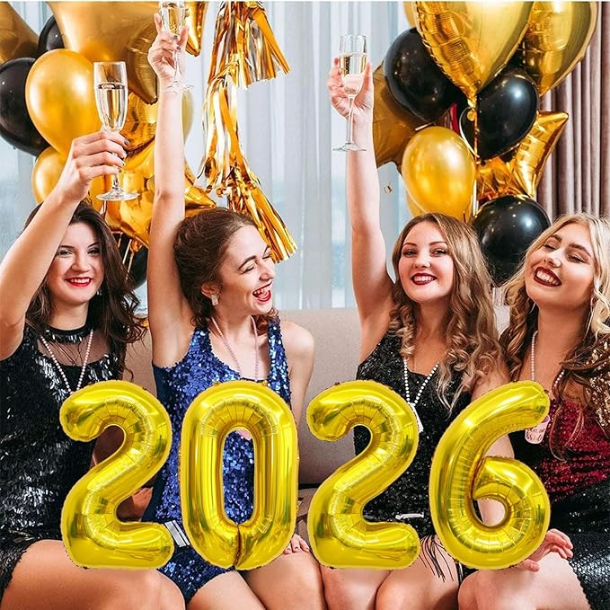 2026 Balloons Gold, Number Balloons 16 Inch, New Years Balloons for 2026 New Years Graduation Decorations Home Office Decoration