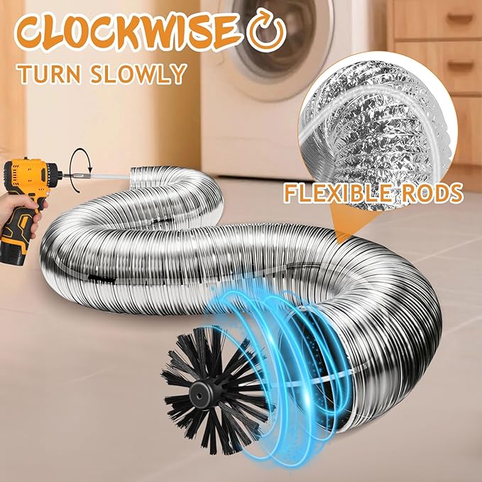 MAGICLULU 20 Feet Chimney Sweep Brush Kit - 15 Flexible Extendable Rods with Two Sizes Brush Heads for Efficient Fireplace and Stove Maintenance (4/6in)