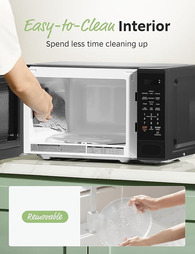COMFEE CMO-C20M1WB Countertop Microwave Oven with 11 power levels, Fast Multi-stage Cooking, Turntable Reset Function, Speedy Cooking, Weight/Time Defrost, Memory function, Children Lock, 700W