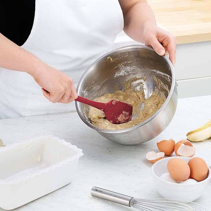 Tovolo Silicone Spatula for Cooking Baking Mixing Scraping Bowls Heavy Duty Dishwasher Safe Large Long Handle BPA Free One Piece Silicone Spatula Kitchen Utensil Heat Resistant, Cayenne Red