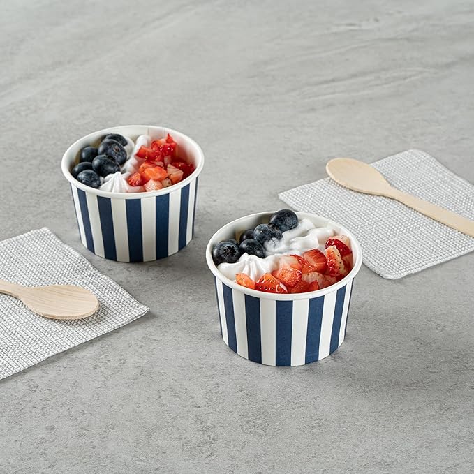 Restaurantware Blue 200 Count To Go Cup Disposable 3 x 3 x 1.8 Inches Paper Mini Cup Grease-Resistant Cup Recyclable Durable Design, Lids Sold Separately