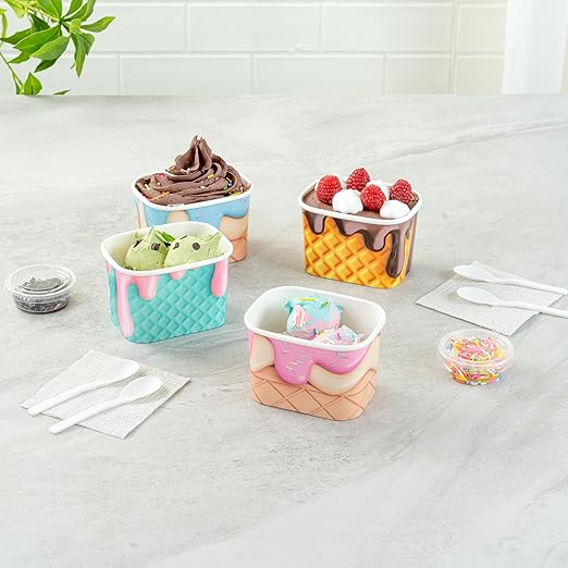 Coppetta 12 Ounce Dessert Cups, 50 Greaseproof Ice Cream Cups - Lids Sold Separately, For Hot And Cold Foods, Vanilla Strawberry Swirl Paper Yogurt Bowls, Disposable, Sturdy - Restaurantware