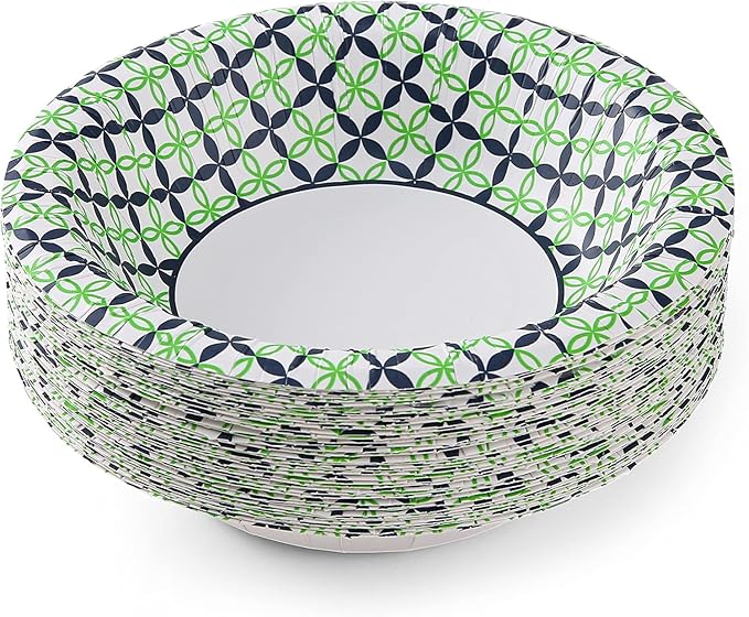 Glad Round Disposable Paper Bowls, Happy Daisies Design - Heavy Duty, Soak-Proof, Cut-Resistant, Microwavable Paper Bowls for All Foods and Daily Use, 16 oz, 40 Count - 6 Pack