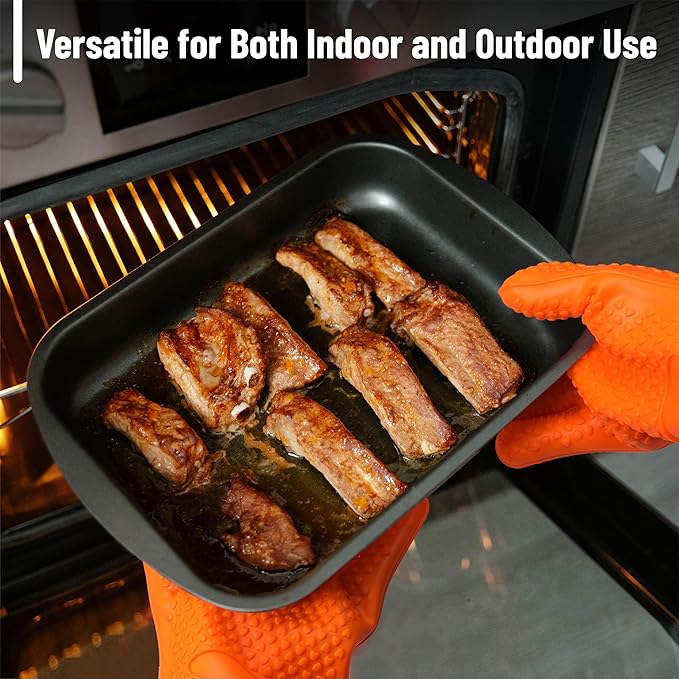 UNCO- Silicone Gloves Heat Resistant Gloves, Orange, Silicone Oven Mitts