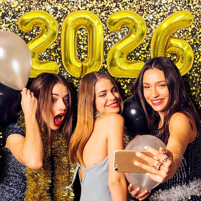 2026 Balloons Gold, Number Balloons 16 Inch, New Years Balloons for 2026 New Years Graduation Decorations Home Office Decoration