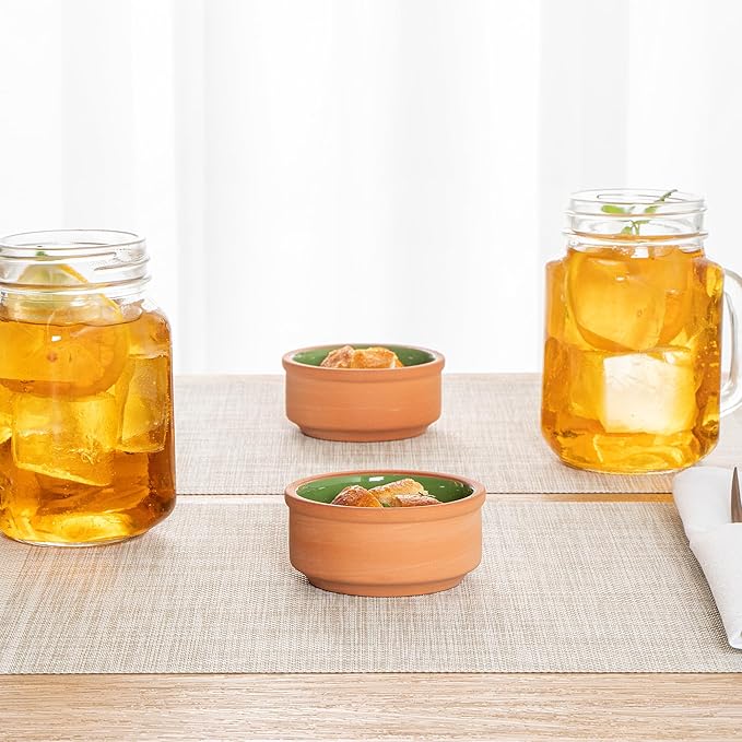 Restaurantware Terracotta Cazuela Bowls 2 Pack of 3 oz Durable Rustic Serving Dish Glazed Oven-Safe Bowl Freezer-Safe Tapas Dish Microwave-Safe Dishwasher-Safe