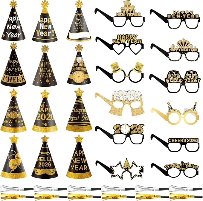 36 pcs 2026 New Years Decorations, New Years Eve Party Supplies 2026,Happy New Year 2026 Celebration Set for Home and Office Parties