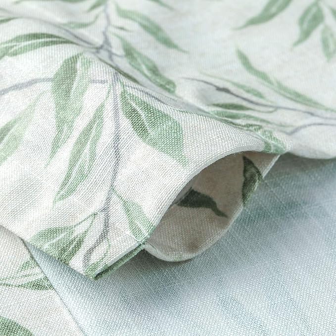 VOGOL Valances for Living Room, Green Leaf Print Small Window Valances for Kitchen Farmhouse Top Pocket 12 Inches Long, One Panel, 52x12
