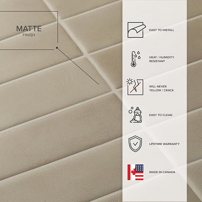 SMART TILES Peel and Stick Backsplash - 5 Sheets of 11.43" x 9" - 3D Adhesive Peel and Stick Tile Backsplash for Kitchen, Bathroom, Wall Tile