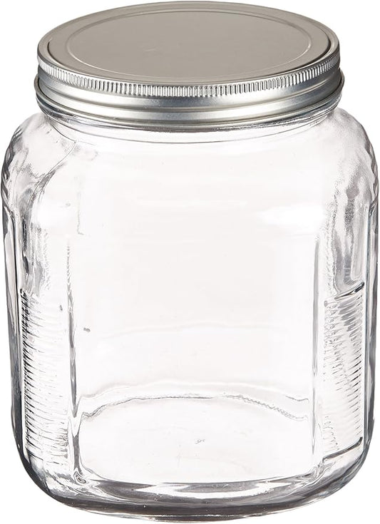 Anchor Hocking 2-Quart Cracker Jar with Brushed Aluminum Lid, Set of 4