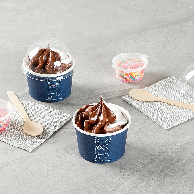 Restaurantware Coppetta 4-Ounce Dessert Cups, 200 Disposable Ice Cream Cups - Lids Sold Separately, Heavy-Duty, Frenchie Paper Frozen Yogurt Bowls, For Hot And Cold Foods