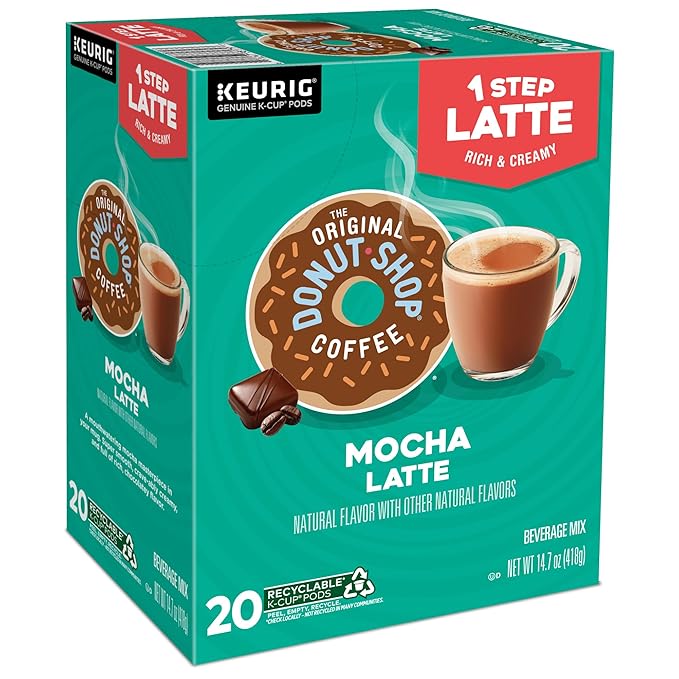 The Original Donut Shop Mocha One-Step Latte, Single Serve Coffee K-Cup Pod, Flavored Coffee, 20 Count (Pack of 2)