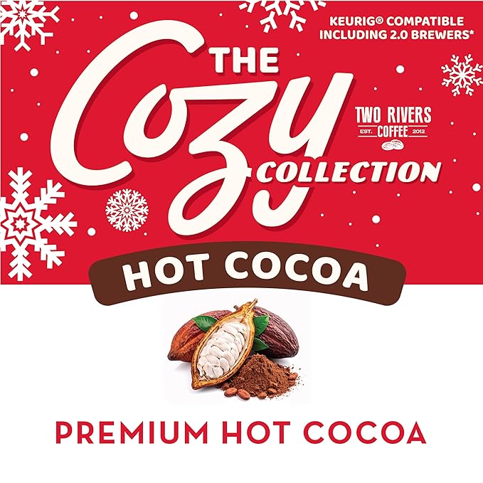 Two Rivers Coffee Cozy Collection Holiday Hot Cocoa Pods Compatible with Keurig K Cup Brewers, Assorted Flavors, 40 Count (Pack of 1)