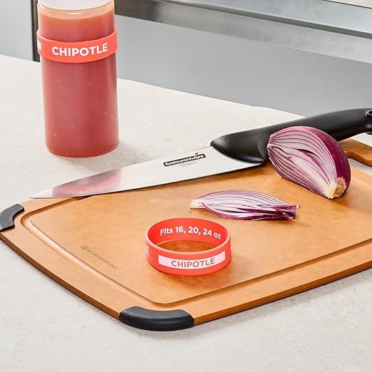 Restaurantware Silicone Squeeze Bottle Band 10 Count 2.75 Inch Dishwasher Safe Condiment Identification Band, Chipotle Red Non-Slip Label Band for Condiment Labeling at Restaurants, Food Trucks