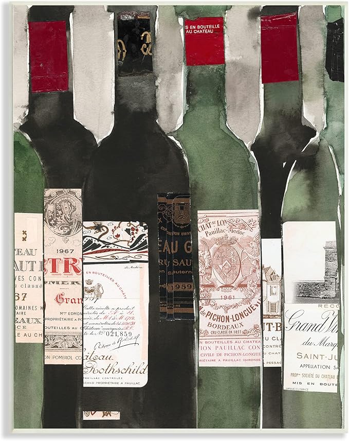 Stupell Industries Vintage Style Green Labeled Liquor Wine Bottles, Design by Samuel Dixon