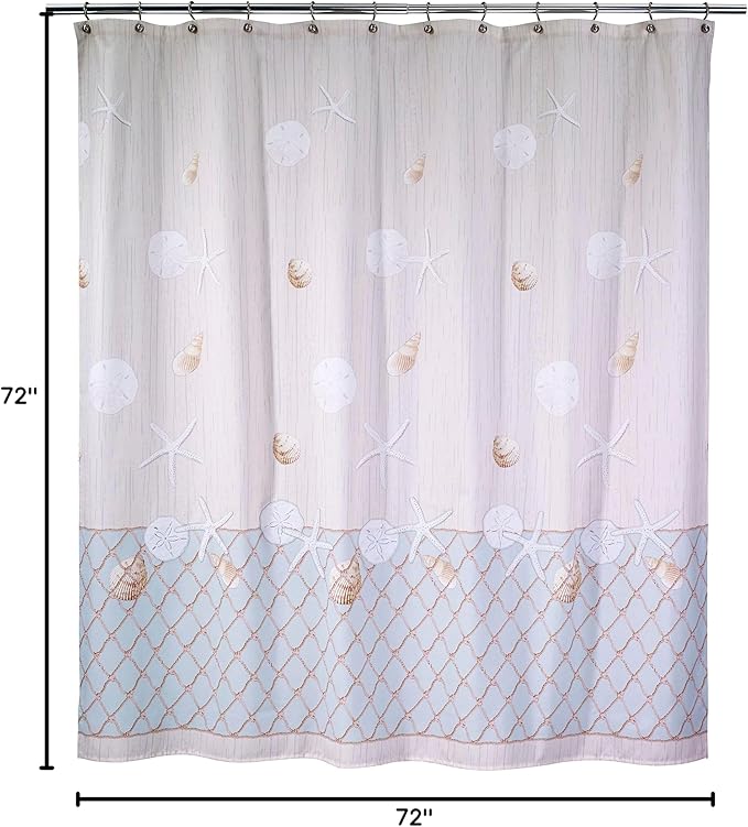 Avanti Linens - Shower Curtain, 100% Polyester Shower Curtain, Lightweight & Machine Washable, Coastal Home Decor, 72" x 72" (Seaglass)